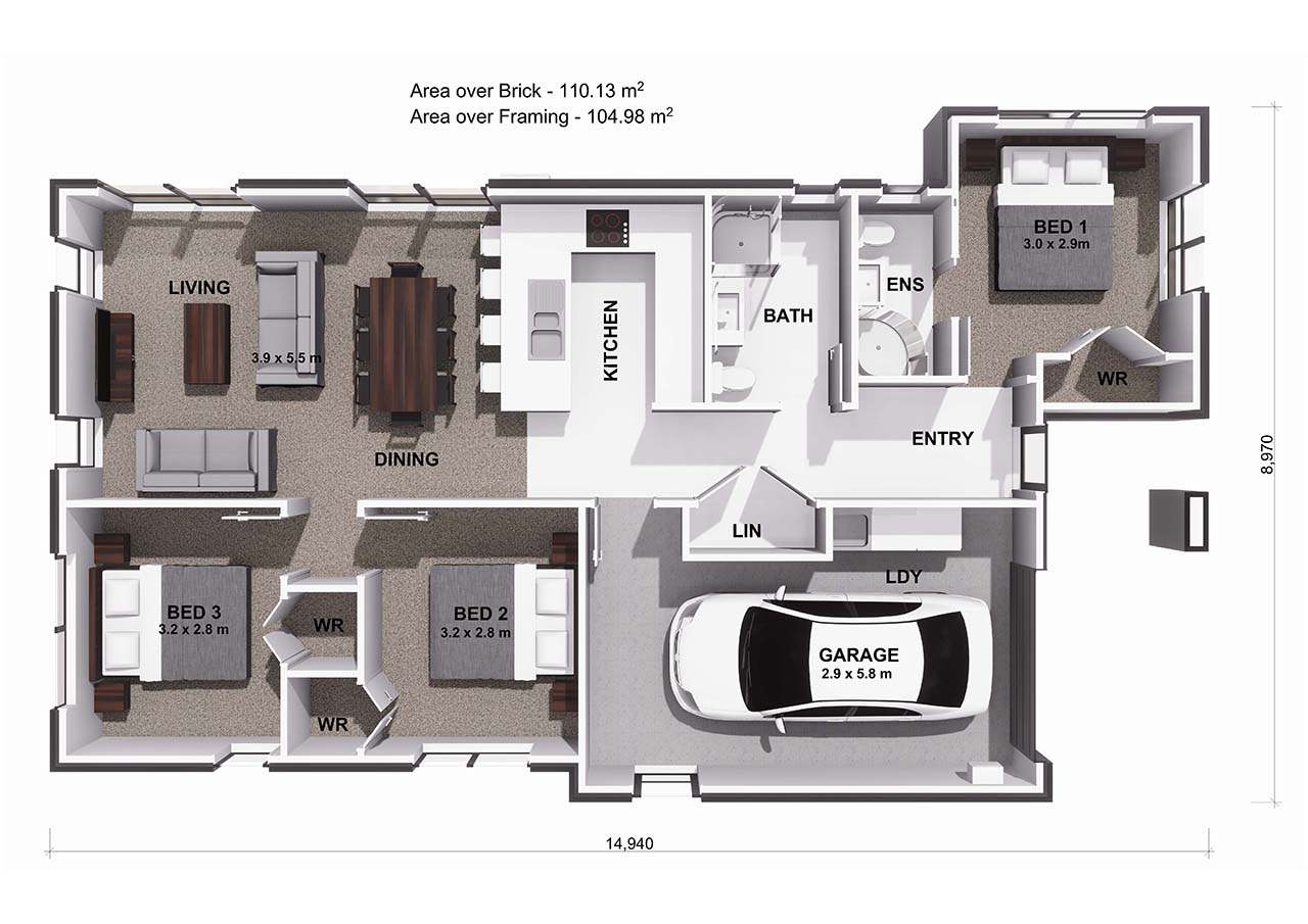  Generation Homes Easy living for young families in Hunua Views - Lot 316 Miro Lot 206 3br 3 D Floor Plan web 1 