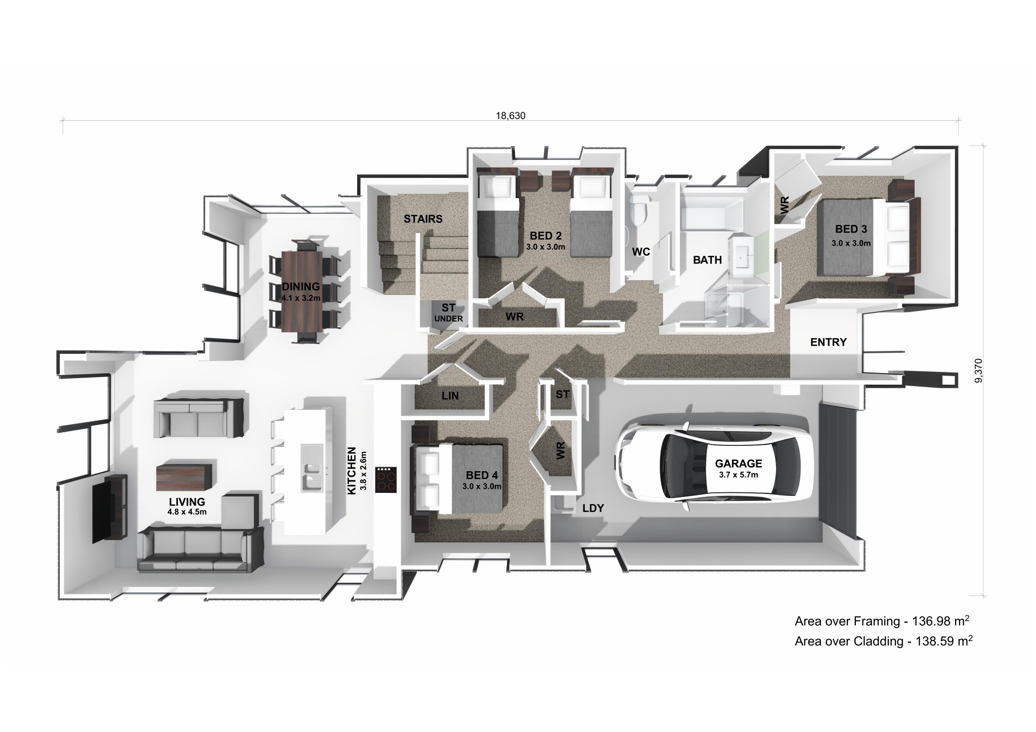  Generation Homes Your Dream Property Awaits! Lot 310 Bestland 2 Storey 4 bed SG 3 D Floor Plan GF 