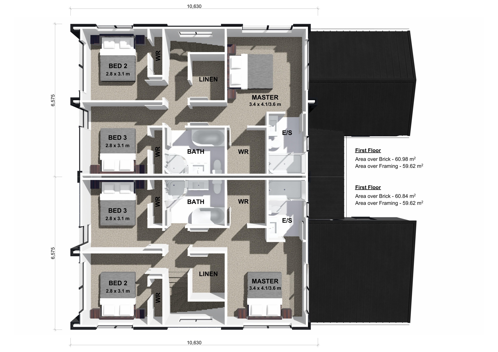  Generation Homes THIS HAS IT ALL, SUN, SAND AND SURF !! Lot 413 414 Bestland Duplex 3 D Floor Plan First Floor 