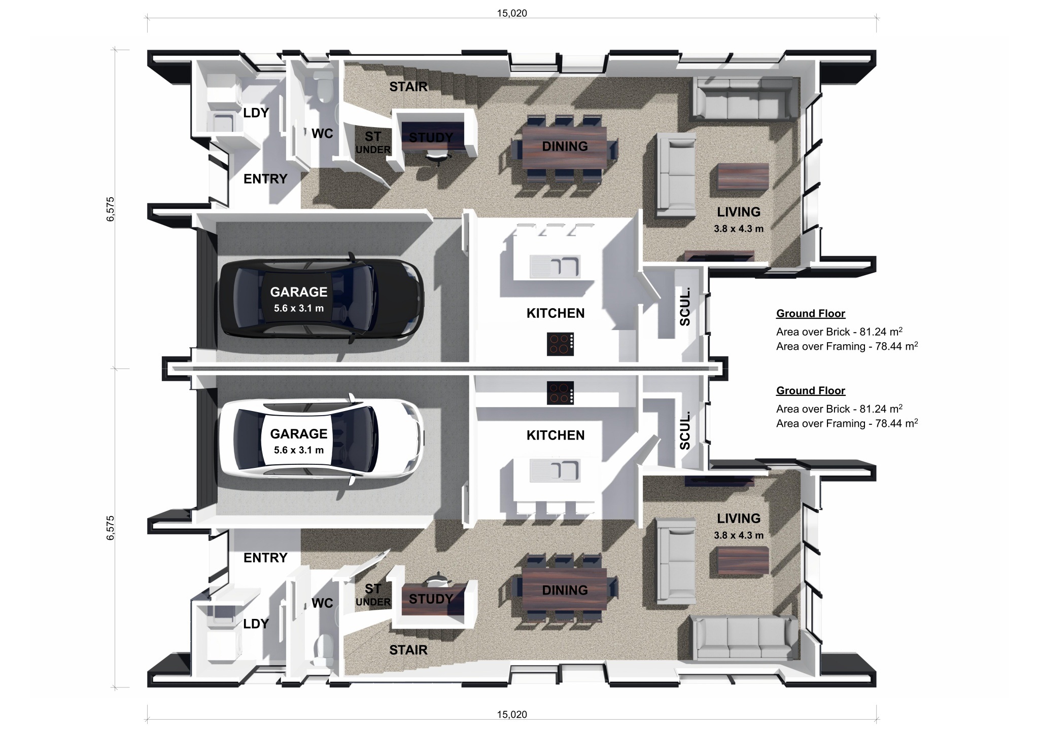  Generation Homes THIS HAS IT ALL, SUN, SAND AND SURF !! Lot 413 414 Bestland Duplex 3 D Floor Plan Ground Floor page 0001 