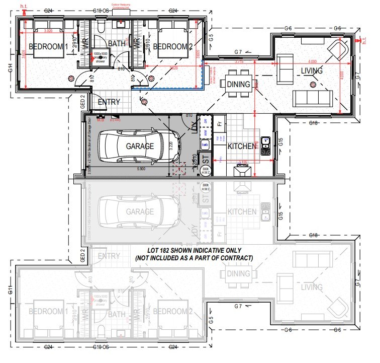  Generation Homes Sought after & affordable Rangiora duplex build completion early August 2025 + fully FIXED PRICE Full floor plan showing 182 