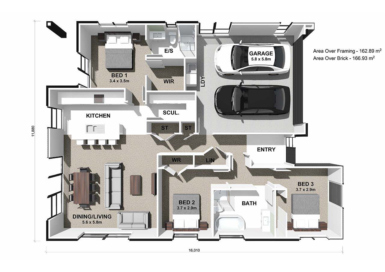  Generation Homes Lot 65, 38 Kohekohe Drive, Wharenui Rise, Ōwhata Cypress 3 D Floor Plan web 