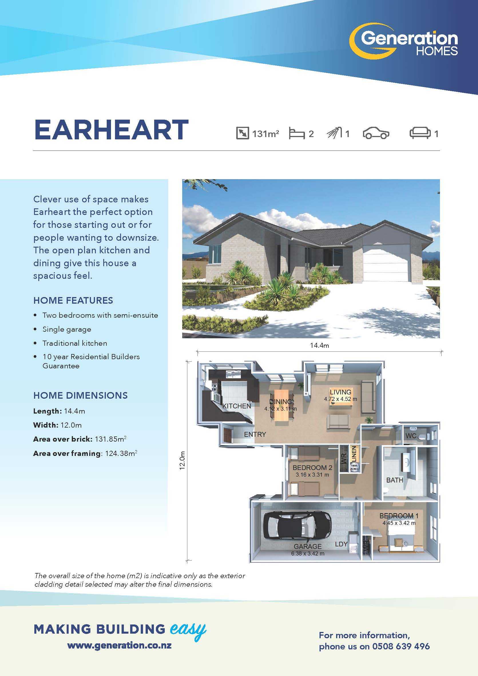  Generation Homes 4 Tiwhatiwha Cres, Central Cove, Kawerau - Lot 2 Earheart A4 marketing flyer march 2022 