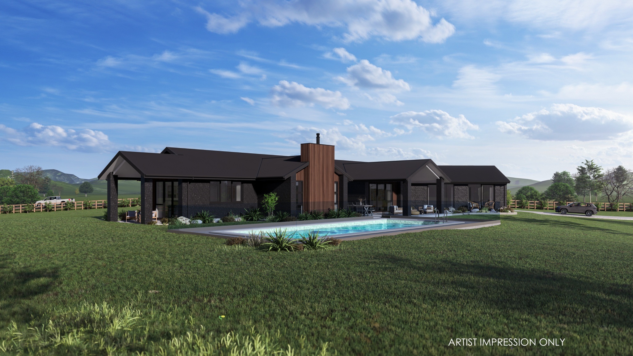  Generation Homes 176D BAYLY ROAD, TIRAU - LOT 6 Kamaka with pool 3 D Render 1 