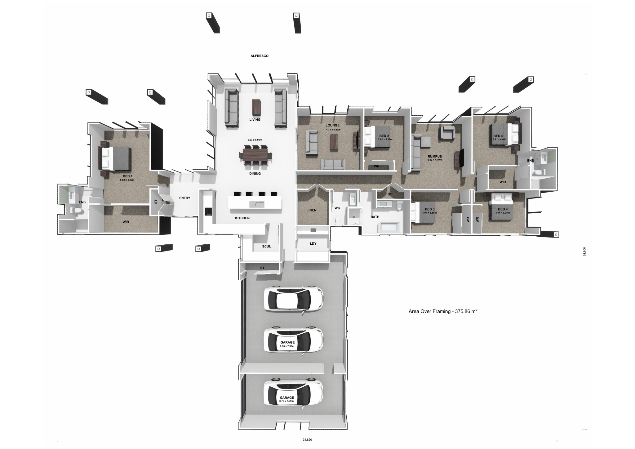  Generation Homes 176B BAYLY ROAD, TIRAU - LOT 2 Mapara 3 D Floor Plan 
