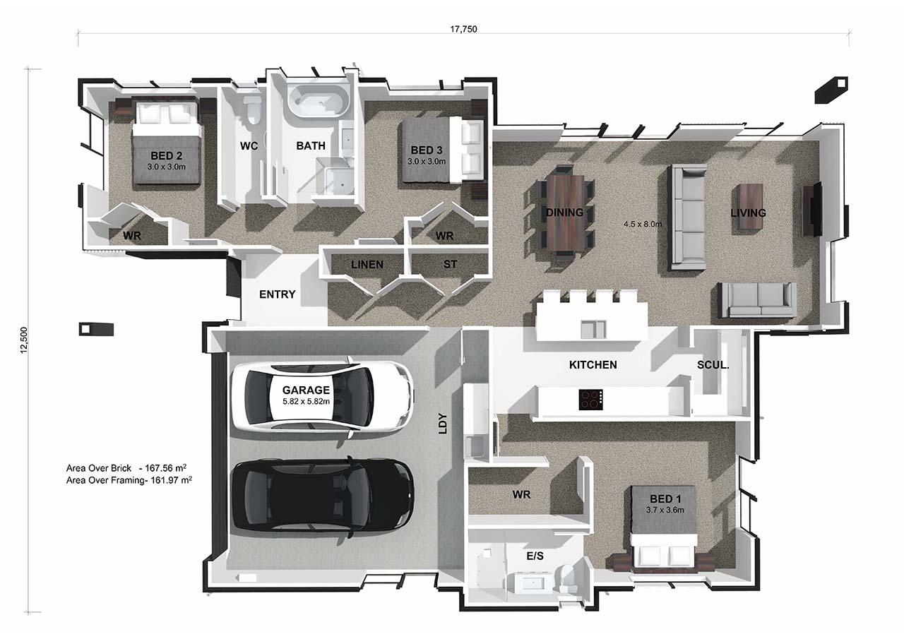  Generation Homes BUILD THIS - in Kohekohe Drive, Wharenui Rise - New Family Home Motuhake Lot 71 Waipiko Landing Showhome 3 D Floor Plan web 