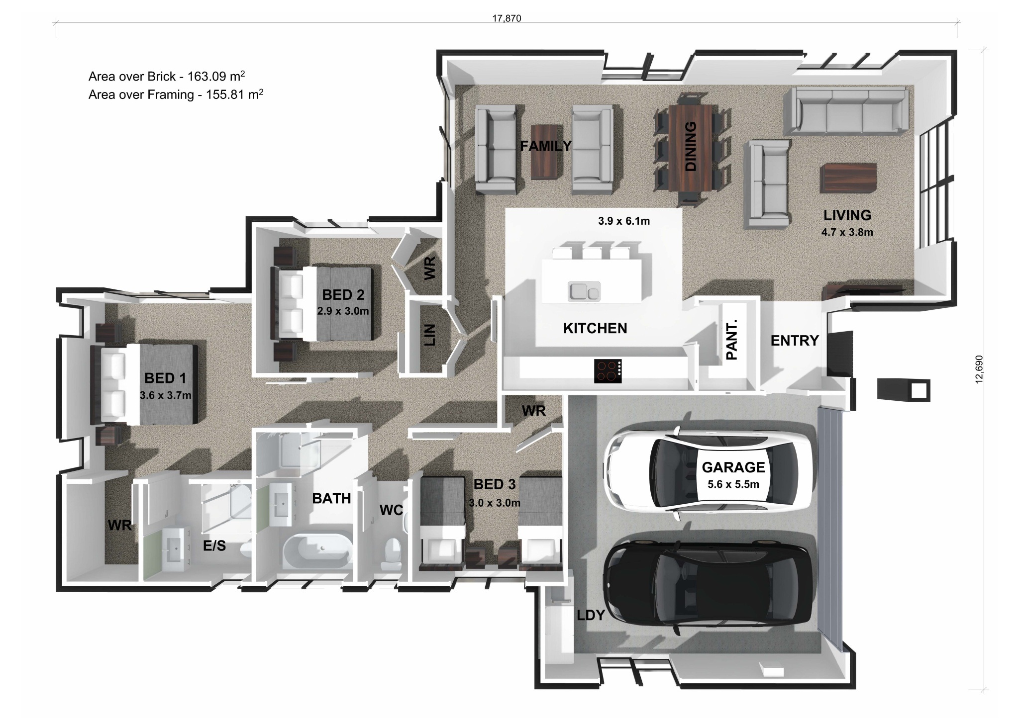  Generation Homes Lot 64, 36 Kohekohe Drive, Wharenui Rise, Owhata, Rotorua Pukaki 3 D Floor Plan 