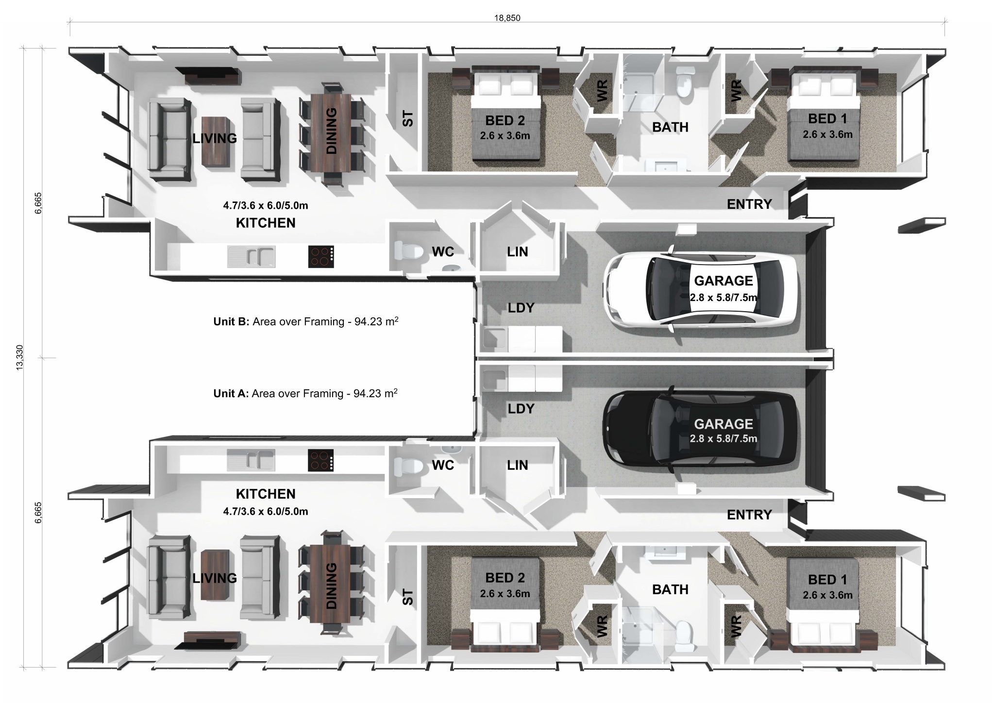  Generation Homes Lot 536A Stylish Duplex Homes – Secure One or Both! Lot 536 Greenhill Park 3 D Floor Plan 