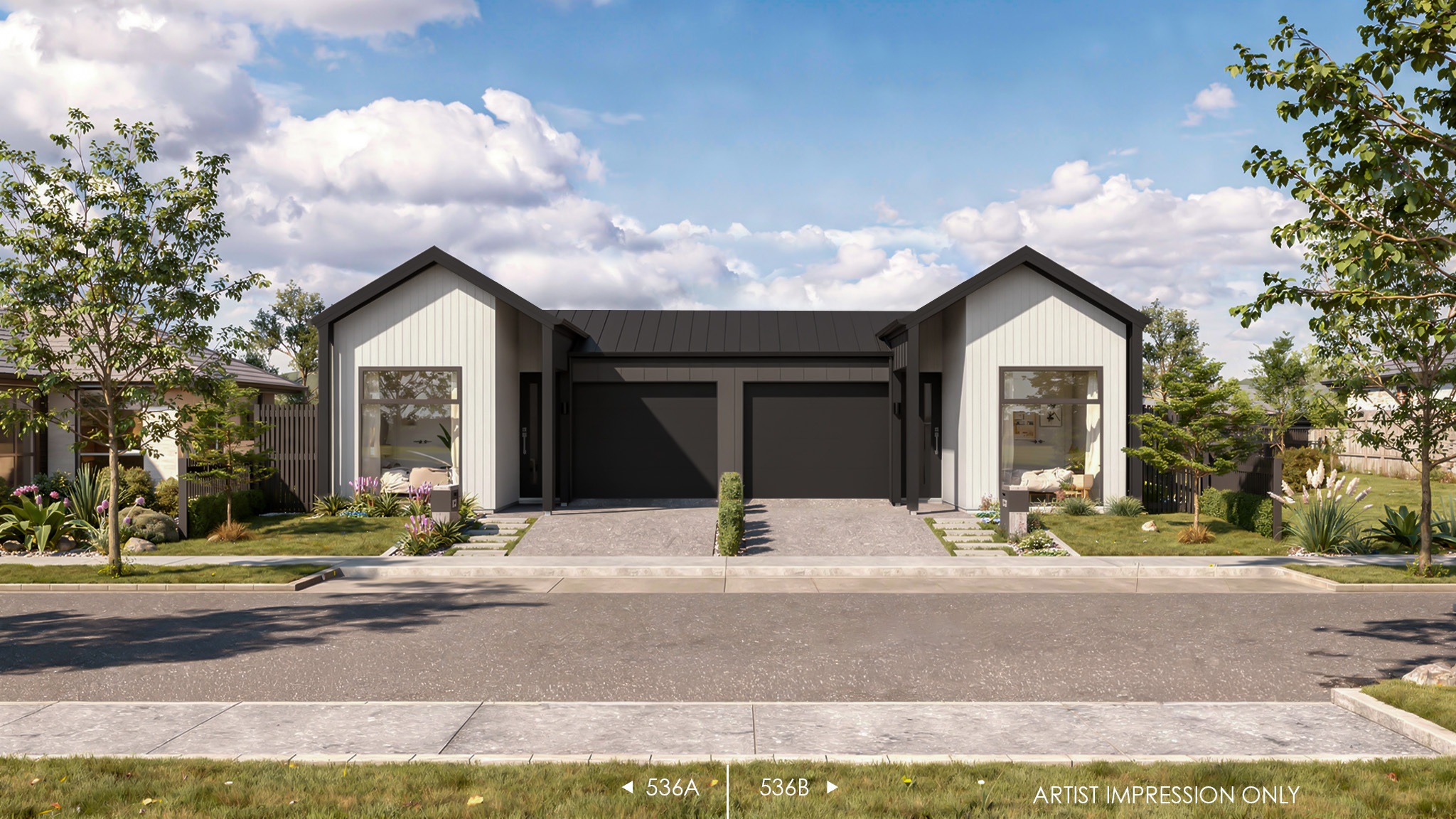  Generation Homes Lot 536B Stylish Duplex Homes – Secure One or Both! Render 2 Front Lot 536 Greenhill Park nosticker 