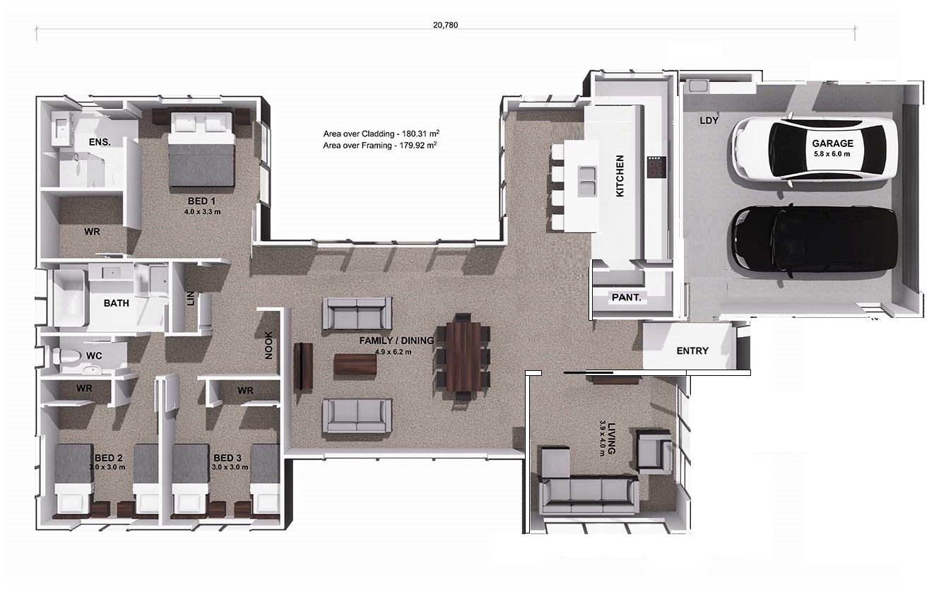  Generation Homes Custom design for family & friends -Lot 441 The Landing Custom Wainui 3 D Floor Plan web 