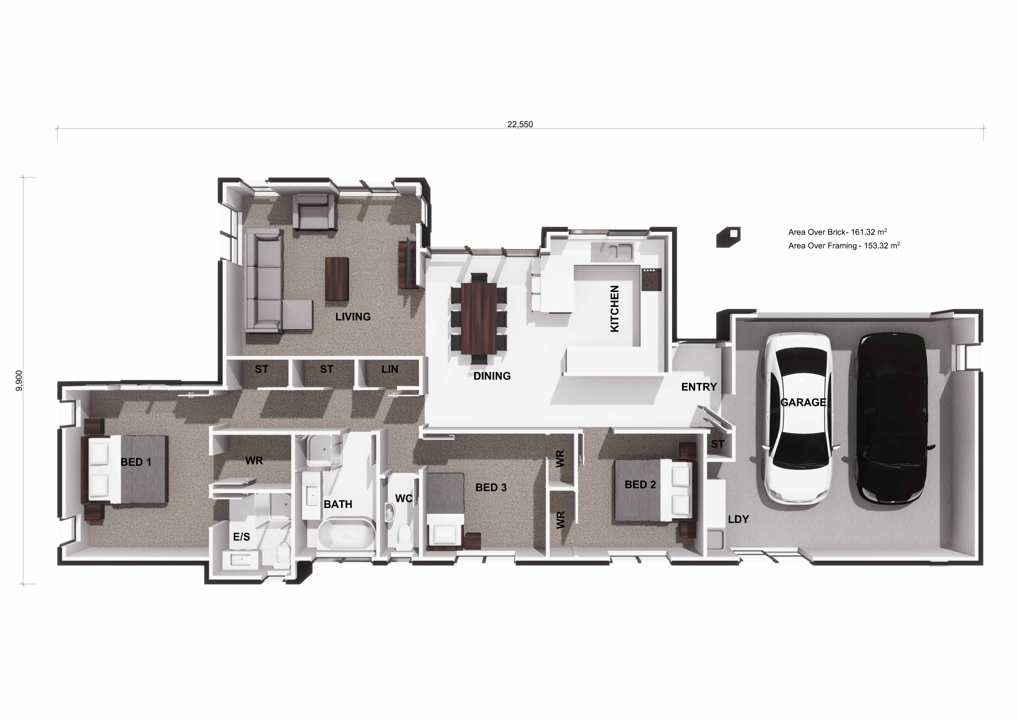  Generation Homes Modern 3-bedroom Home & Land package - Lot 243, The Landing Gardenia 3 D Floor Plan Copy 