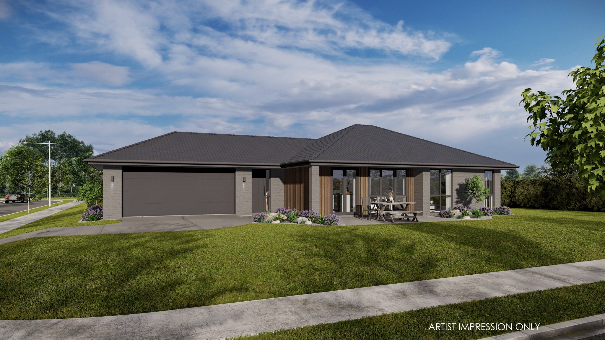  Generation Homes Modern 3-bedroom Home & Land package - Lot 243, The Landing Lavender 3 D Render 