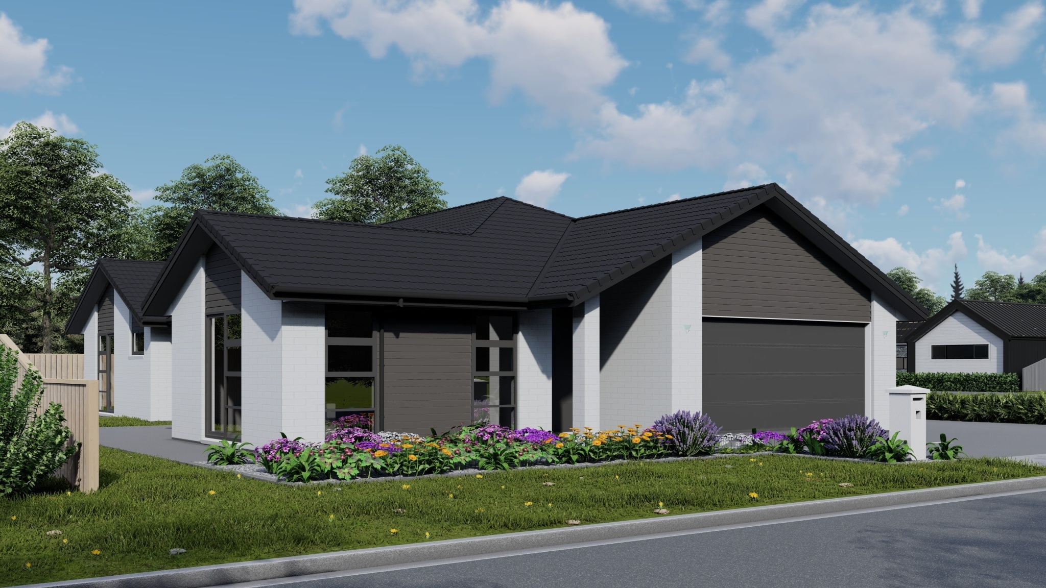  Generation Homes Downsizing or family home-Rimu on Lot 441 Rimu External Render Brick Column Rv 