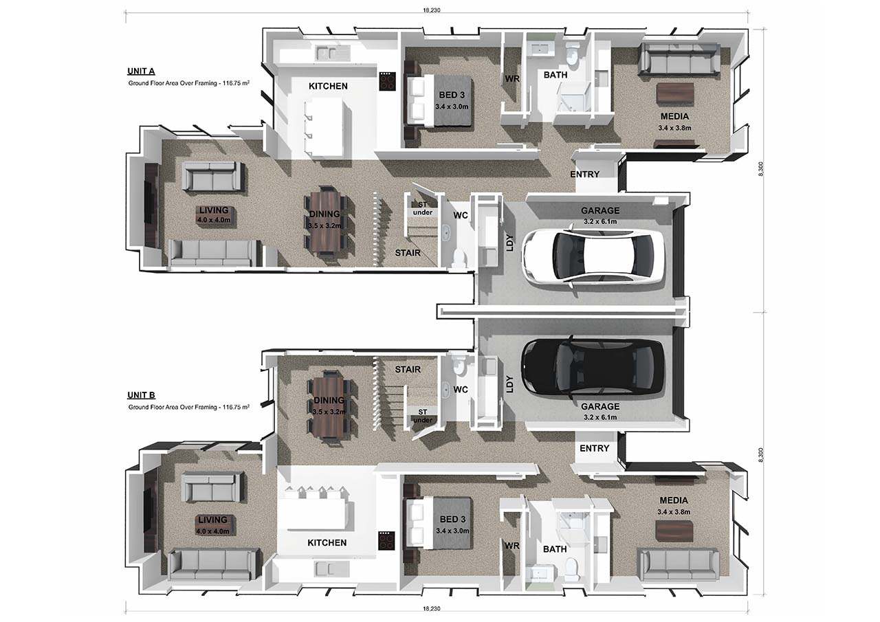  Generation Homes Mauao Mauoa Lot 306 307 3 D Floor Plan Ground Floor web 