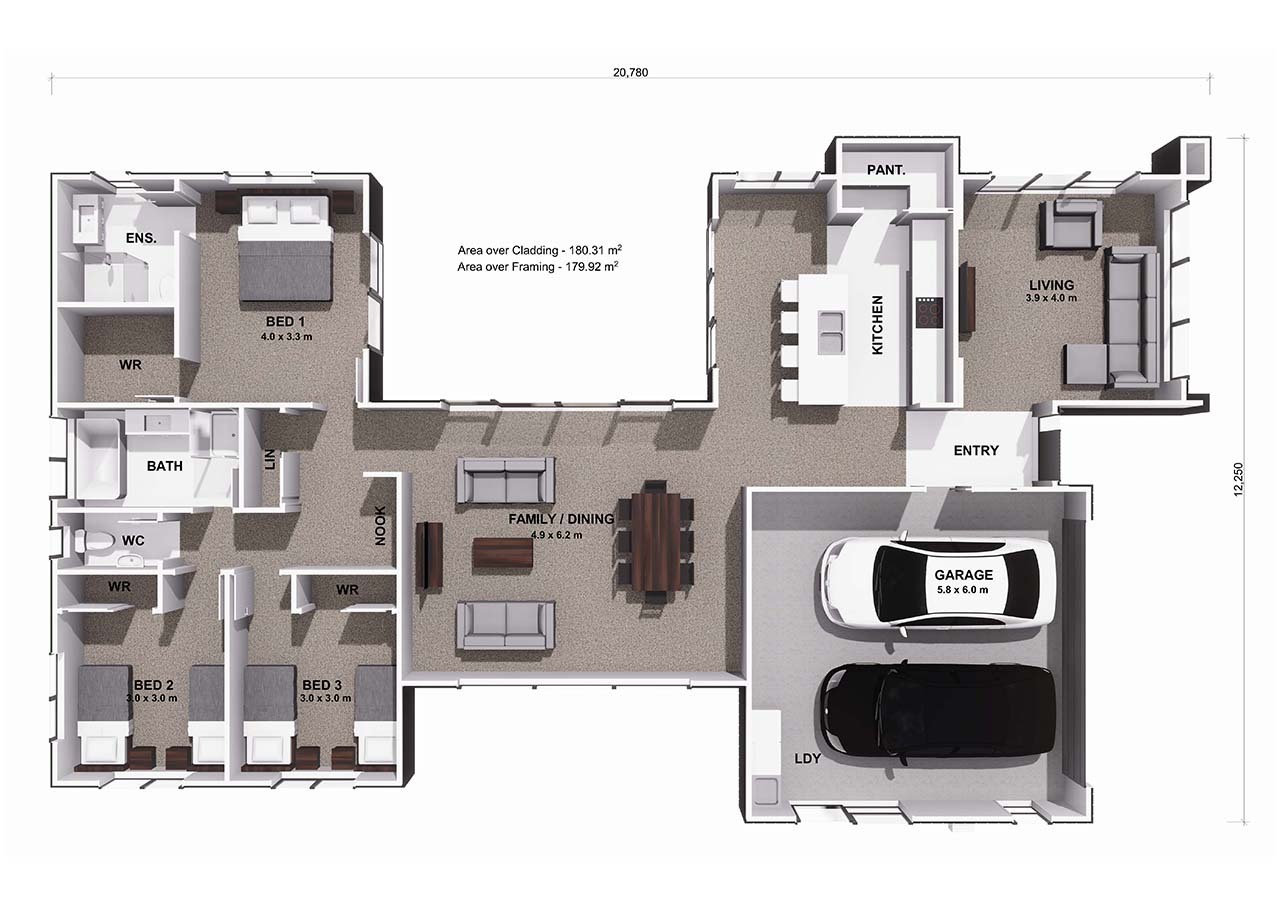  Generation Homes Private and Sociable.  From Wainui 3 D Floor Plan web 