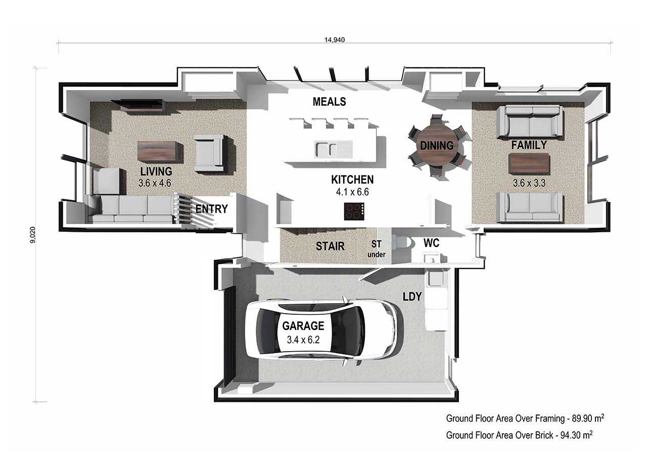  Generation Homes Waiwhakareke Waiwhakareke Brymer Heights 3 D Floor Plan Ground Floor web 